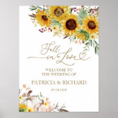 Poster Chute en amour Citrouille tournesol Mariage Bienve (Devant)