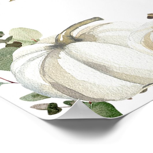 Poster Chute en Amour Verdure Mariage Citrouille Bienvenu (Coin)