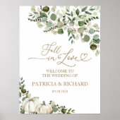 Poster Chute en Amour Verdure Mariage Citrouille Bienvenu (Devant)