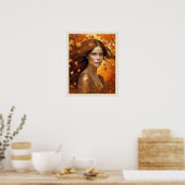 Poster Chute Femme dans le vent Feuille Orange Blue Eyes (Cuisine)