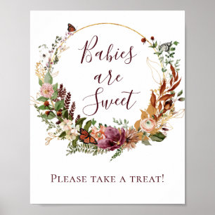 Poster Chute Floral Les bébés sont Baby showers doux