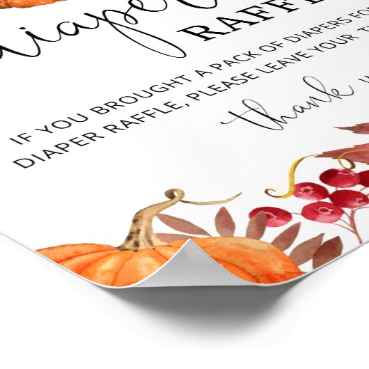 Poster Chute orange citrouille diaper signe de tombola (Coin)