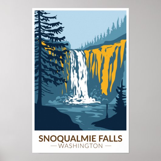 Poster Chutes de Snoqualmie Washington Cascade Vintage (Devant)
