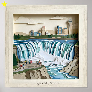 Poster Chutes du Niagara Ontario Canada Collage en papier
