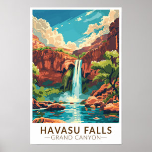 Poster Chutes Havasu Grand Canyon Voyage Art Rétro