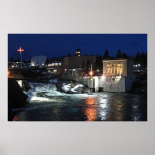 POSTER CHUTES SUPÉRIEURES DE SPOKANE RIVER