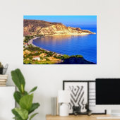 Poster Chypre Pissouri Bay Vue panoramique Photographie (Bureau à domicile)