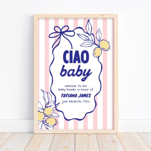 Poster CIAO BABY Lemon Baby shower Amalfi méditerranéen