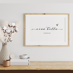 Poster Ciao Bella Écriture moderne italienne avec cœur