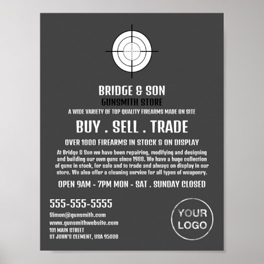 Poster Cible d'arme, Forgeron, Publicité de magasin (Devant)