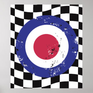 Poster Cible mod vieilli rétro sur arrière - plan chèque