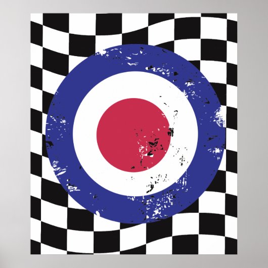 Poster Cible mod vieilli rétro sur arrière - plan chèque (Devant)