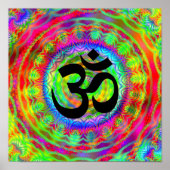 Poster Cible Tiedye avec symbole Om (Devant)