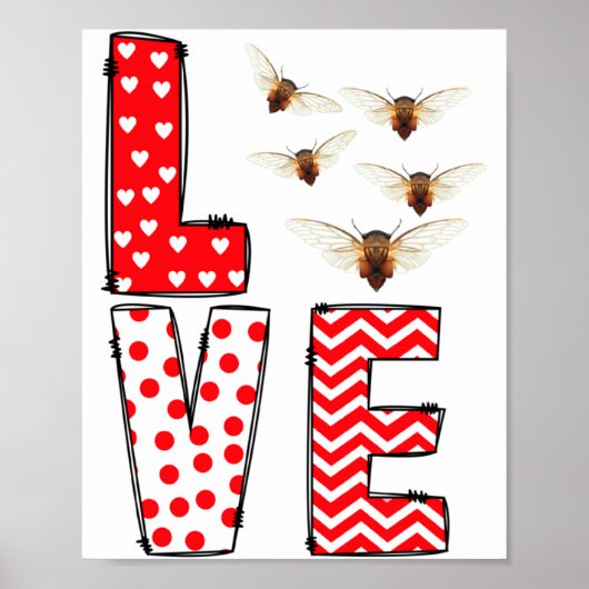Poster Cicada Valentines Day Love Valentine Cute Hearts (Devant)