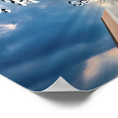 Poster Ciel avec nuages et poutres de soleil Message bibl (Coin)