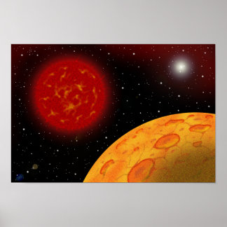 Poster Ciel avec une étoile naine rouge flottant dedans.