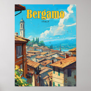 Poster Ciel bleu à Bergamo Italie Vintage voyage