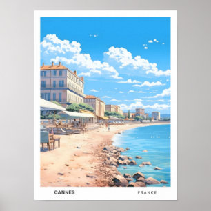 Poster Ciel bleu à Cannes France Vintage voyage
