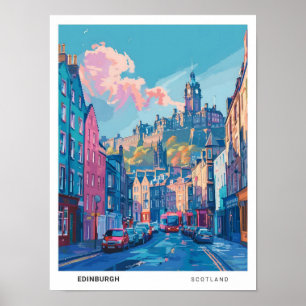 Poster Ciel bleu à Edimbourg Vintage voyage écossais