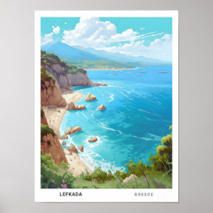Poster Ciel bleu à Lefkada Grèce Vintage voyage