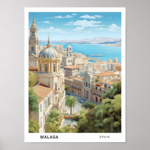 Poster Ciel bleu à Malaga Espagne Vintage voyage