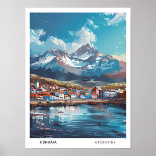 Poster Ciel bleu à Ushuaia Argentine Vintage voyage