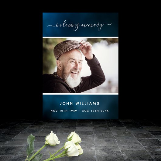 Poster Ciel bleu de funérailles photo mémorial d'accueil