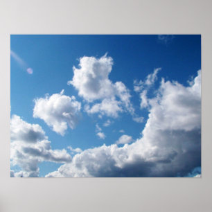Poster ciel bleu et nuages blancs