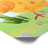 Poster Ciel bleu nuages poussins fleurs en aquarelle pour (Coin)