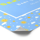 Poster Ciel bleu souriant Baby shower soleil jaune (Coin)