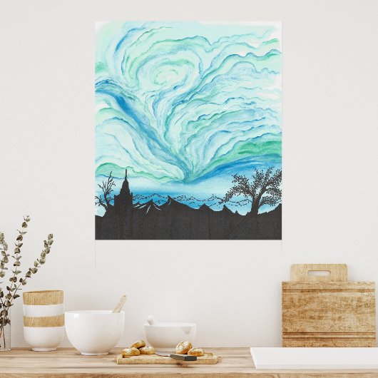 Poster Ciel bleu vert (Cuisine)