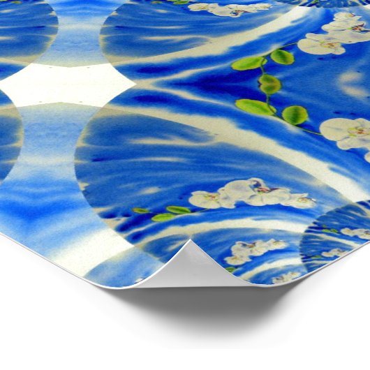 Poster Ciel bleu vif romantique et orchidées blanches (Coin)