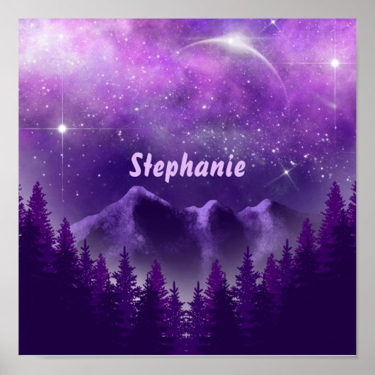 Poster Ciel clair de lune violet (Devant)