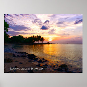 Poster Ciel de coucher de soleil à la plage Silhouette de