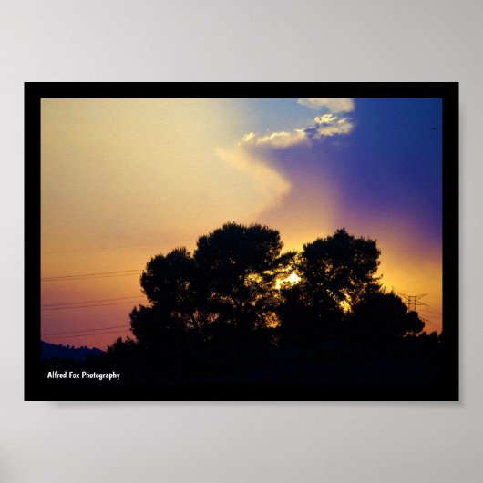 Poster Ciel de coucher de soleil électrique (Devant)
