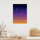 Poster Ciel de coucher de soleil étoilé violet et or (Cuisine)