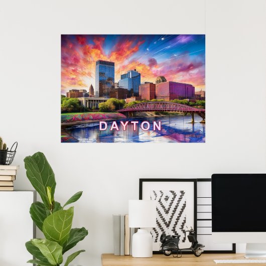 Poster Ciel de Dayton, Ohio, Abstrait Coloré (Bureau à domicile)