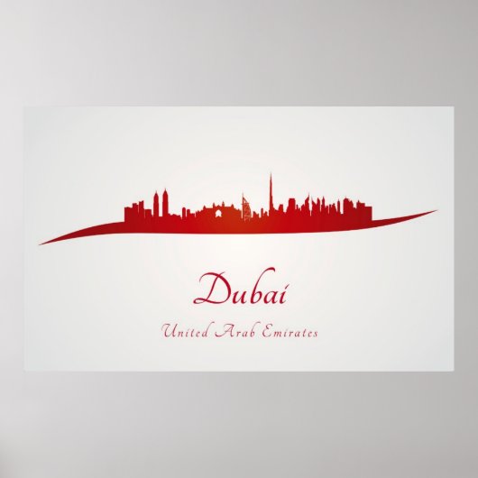 Poster Ciel de Dubaï en rouge (Devant)