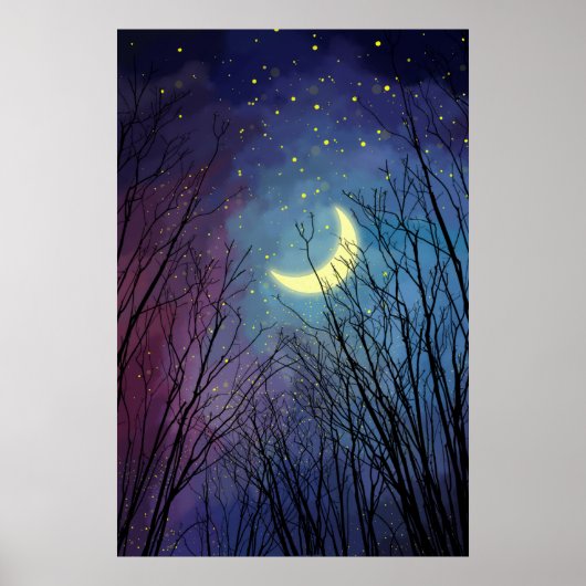 Poster Ciel de la forêt de nuit (Devant)