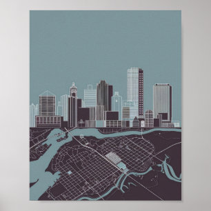Poster Ciel de la ville de Boston Massachusetts avec affi