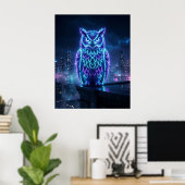 Poster Ciel de Minuit de la Chouette Néon (Bureau à domicile)