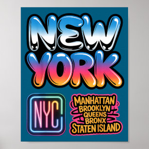 Poster Ciel de New York Bronx Queens Manhattan état