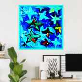 Poster Ciel de nuit étoilé bleu. Commandez dès maintenant (Bureau à domicile)