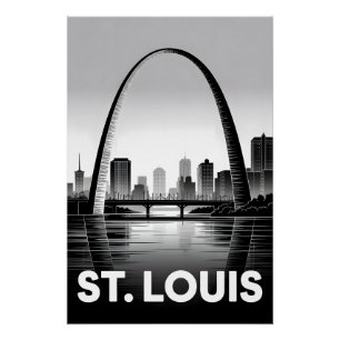 Poster Ciel de St Louis Missouri Noir Blanc Gravure sur B