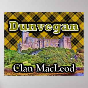 Poster Ciel de tartan de château de MacLeod Dunvegan de