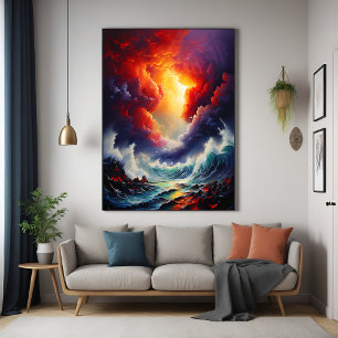 Poster Ciel et mer torride - Art marin dynamique