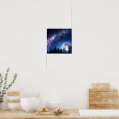 Poster Ciel étoilé et Lune au-dessus d'une forêt (Cuisine)