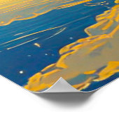 Poster Ciel magique, Étoiles, Nuages, Lac, Peinture rétro (Coin)