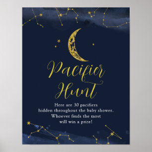Poster Ciel nocturne au-dessus de la lune Baby shower cha