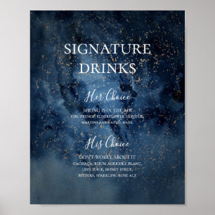 Poster Ciel nocturne céleste Panneau de boissons à sign